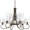 Invite Collection Nine-Light Antique Bronze White Silk Mylar Shade New Traditional Chandelier Light (P4697-20)