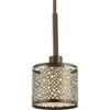 Mingle Collection One-Light Antique Bronze Natural Parchment Glass Global Mini-Pendant Light (P5038-20)
