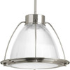 Prismatic Glass LED Collection One-Light Brushed Nickel Prismatic Glass Coastal Pendant Light (P5143-0930K9)