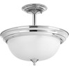 Two-Light Dome Glass 13-1/4" Semi Flush Convertible (P3927-15ET)