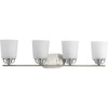 West Village Collection Four-Light Brushed Nickel Etched Double Prismatic Glass Farmhouse Bath Vanity Light (P300007-009)