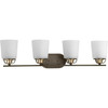 West Village Collection Four-Light Antique Bronze Etched Double Prismatic Glass Farmhouse Bath Vanity Light (P300007-020)