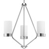 Elevate Collection Three-Light Polished Chrome Etched White Glass Mid-Century Modern Chandelier Light (P400021-015)