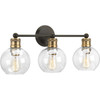Hansford Collection Three-Light Antique Bronze Clear Glass Coastal Bath Vanity Light (P300051-020)