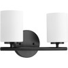 Replay Collection Two-Light Textured Black Etched Glass Modern Bath Vanity Light (P2158-31)