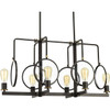 Looking Glass Collection Six-Light Antique Bronze Clear Seeded Glass Global Chandelier Light Linear (P400003-020)