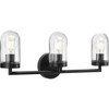 Signal Collection Three-Light Graphite Clear Glass Coastal Bath Vanity Light (P300176-143)