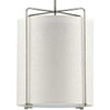 Kempsey Collection Three-Light Brushed Nickel Summer Linen Shade Farmhouse Pendant Light (P500139-009)