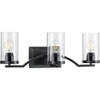 Lassiter Collection Three-Light Matte Black Clear Glass Modern Bath Vanity Light (P300258-031)