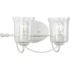 Bowman Collection Two-Light Cottage White Clear Chiseled Glass Coastal Bath Vanity Light (P300254-151)