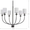 Bonita Collection Six-Light Matte Black White Linen Fabric Shade Luxe Chandelier Light (P400227-031)