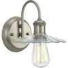 Fayette Collection One-Light Antique Nickel Clear Glass Farmhouse Bath Vanity Light (P300286-081)