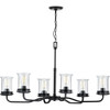 Winslett Collection Six-Light Matte Black Clear Seeded Glass Coastal Chandelier Light (P400207-031)