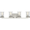 Winslett Collection Four-Light Brushed Nickel Clear Seeded Glass Coastal Bath Vanity Light (P300275-009)
