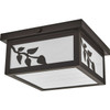 Trellis Collection Antique Bronze Two-Light Outdoor Flush Mount (P550057-020)
