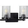 Fawcett Collection Two-Light Matte Black Clear Patterned Glass Transitional Bath Vanity Light (P300269-031)