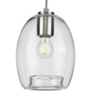 Caisson Collection One-Light Brushed Nickel Clear Glass Global Pendant Light (P500159-009)