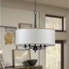 Durrell Collection Four-Light Matte Black Sailcloth Linen Fabric Shade Coastal Chandelier Light (P400218-031)