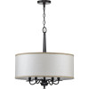 Durrell Collection Four-Light Matte Black Sailcloth Linen Fabric Shade Coastal Chandelier Light (P400218-031)