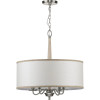 Durrell Collection Four-Light Brushed Nickel Sailcloth Linen Fabric Shade Coastal Chandelier Light (P400218-009)