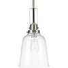 Rushton Collection One-Light Brushed Nickel/Black and Clear Glass Industrial Style Hanging Pendant Light (P500329-009)