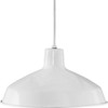 Metal Shade Collection One-Light White Spun Metal Shade Farmhouse Pendant Light (P5094-30)