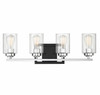 Redmond 4-Light Bathroom Vanity Light in Matte Black with Polished Chrome Accents (8-2154-4-67)