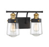 Macauley 2-Light Bathroom Vanity Light in Vintage Black with Warm Brass (8-2069-2-51)