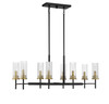Marcello 8-Light Linear Chandelier in Matte Bk w/Warm Brass Accent (1-744-8-143)