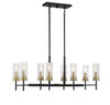 Marcello 8-Light Linear Chandelier in Matte Bk w/Warm Brass Accent (1-744-8-143)
