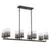 Granada 8-Light Linear Chandelier in Gunsmoke with Gray Rattan (1-7779-8-181)