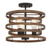 Blaine 3-Light Conv Semi-Flush or Pendant Nat Walnut w/Bk Accent (6-2968-3-36)
