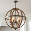 Savoy House 6-Light Pendant in Wood with Black (M70034WB)