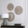 Daisies Mirrored Circular Wall Decor, S/3 (04276)