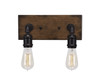 Portland 2 Light Bath Bar In Painted Wood-Look Metal & Dark Granite (1132-AT18)