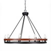 Belmont 10 Light Chandelier In Painted Wood-Look Metal & Matte Black (2710-MBWG)