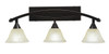 Bow 3 Light Bath Bar Shown In Black Copper Finish With 7" Amber Marble Glass (173-BC-503)
