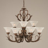 Swan 9 Light Chandelier Shown In Bronze Finish With 7" Italian Bubble Glass (209-BRZ-451)