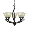 Bow 5 Light Chandelier Shown In Black Copper Finish With 7" Amber Marble Glass (275-BC-503)