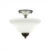 Semi-Flush With 2 Bulbs Shown In Bronze Finish With 12" White Linen Glass (120-BRZ-614)