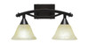 Bow 2 Light Bath Bar Shown In Black Copper Finish With 7" Amber Marble Glass (172-BC-503)