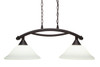 Bow 2 Light Island Light Shown In Dark Granite Finish With 12" White Linen Glass (872-DG-614)