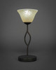 Revo Mini Table Lamp Shown In Dark Granite Finish With 7" Amber Marble Glass (140-DG-503)