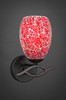 Revo Wall Sconce Shown In Dark Granite Finish With 5" Red Fusion Glass (141-DG-5056)