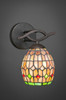 Revo Wall Sconce Shown In Dark Granite Finish With 5.5??Ñ Rosetta Art Glass (141-DG-9881)
