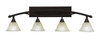 Bow 4 Light Bath Bar Shown In Bronze Finish With 7" Amber Marble Glass (174-BRZ-503)