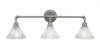 Vintage 3 Light Bath Bar Shown In Aged Silver Finish With 7" Italian Ice Glass (183-AS-7195)