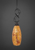 Jazz Mini Pendant With Hang Straight Swivel Shown In Black Copper Finish With 5.5" Gold Fusion Glass (232-BC-417)