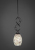 Jazz Mini Pendant With Hang Straight Swivel Shown In Black Copper Finish With 5" Natural Fusion Glass (232-BC-5054)