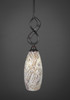 Jazz Mini Pendant With Hang Straight Swivel Shown In Black Copper Finish With 5.5" Natural Fusion Glass (232-BC-5064)